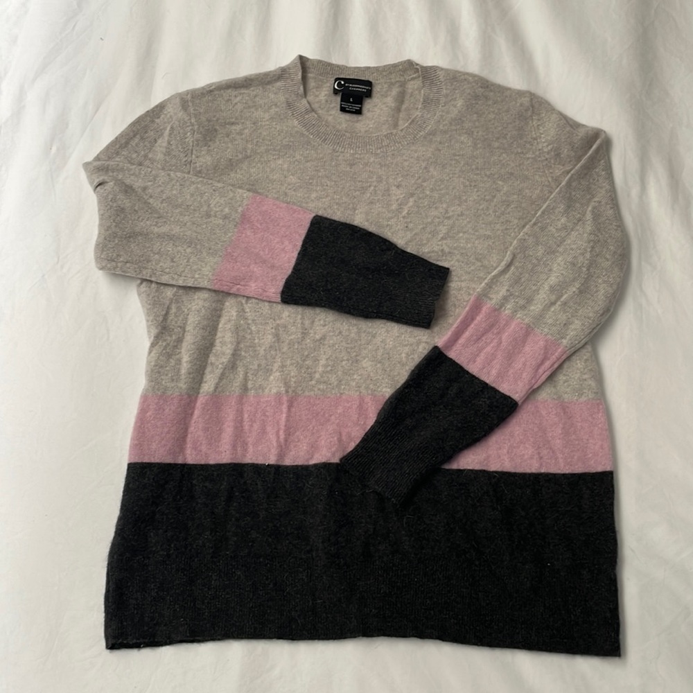 Cashmere Crew Neck Tri-Color Sweater